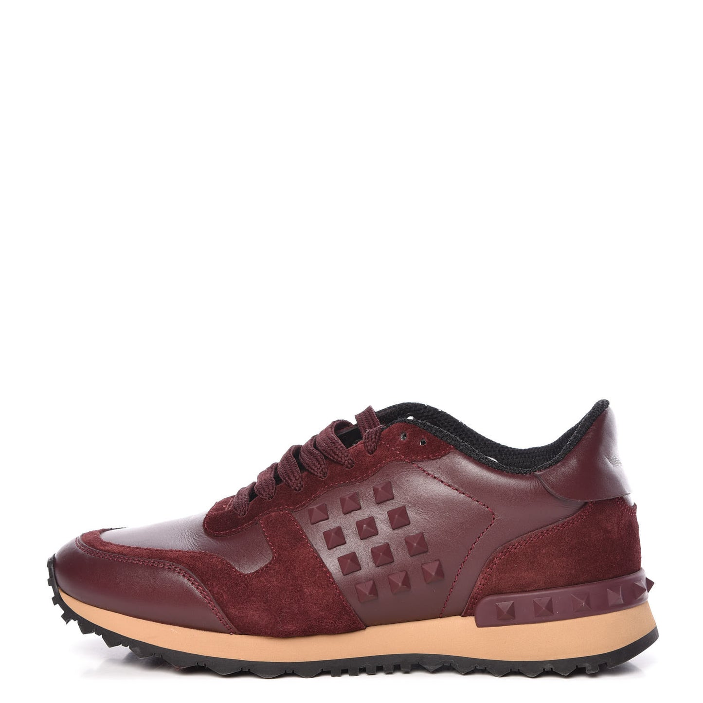 Calfskin Suede Rockstud Sneakers 36 Rubin