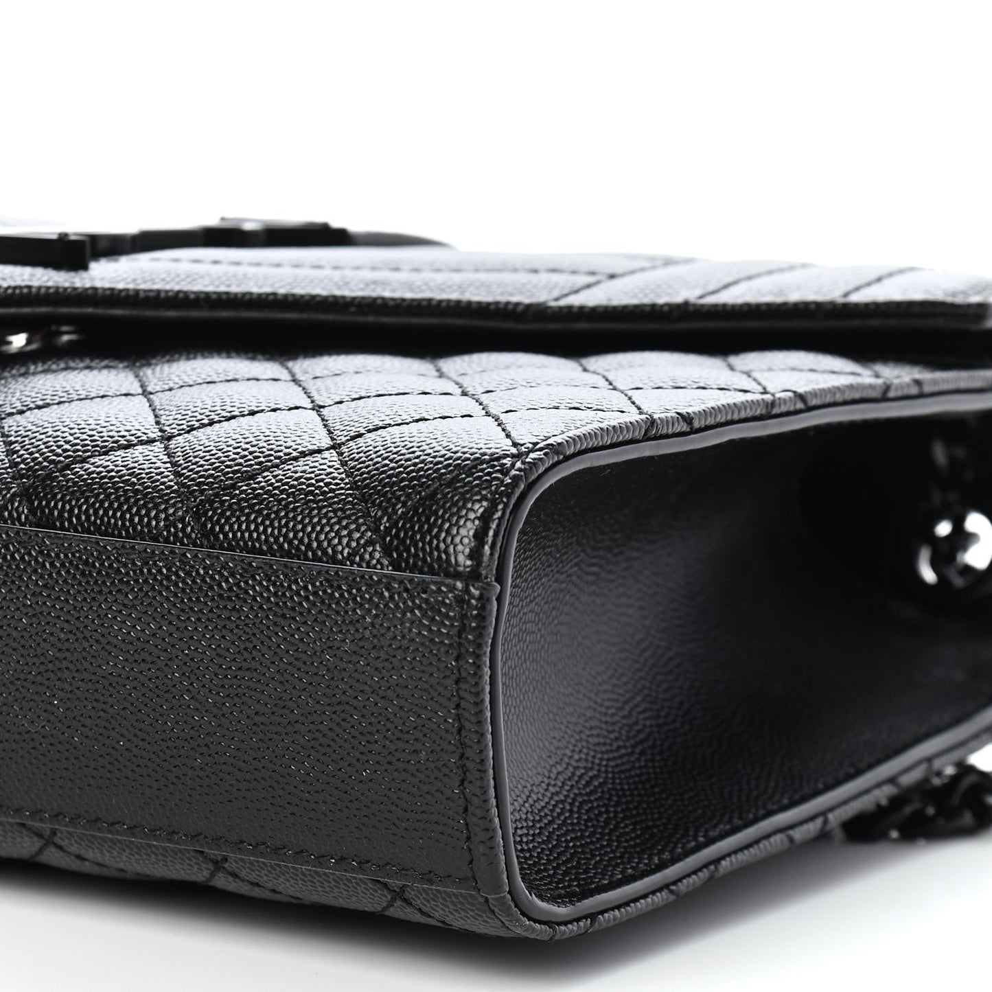 Grain De Poudre Textured Mixed Matelasse Triquilt Medium Monogram Satchel Black