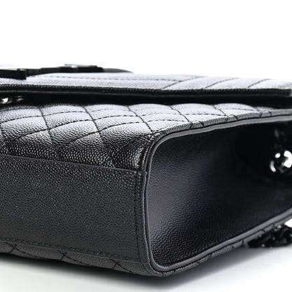 Saint Laurent Grain De Poudre Textured Mixed Matelasse Triquilt Medium Monogram Satchel Black 10 of 10