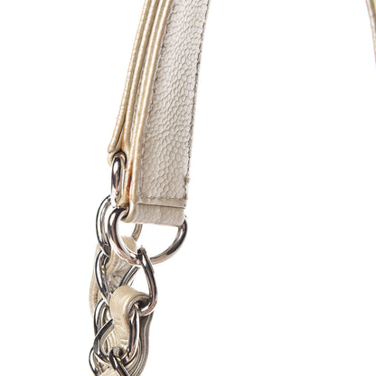 Chanel Metallic Caviar Quilted Petit Shopping Tote PST Pearl 25 of 34