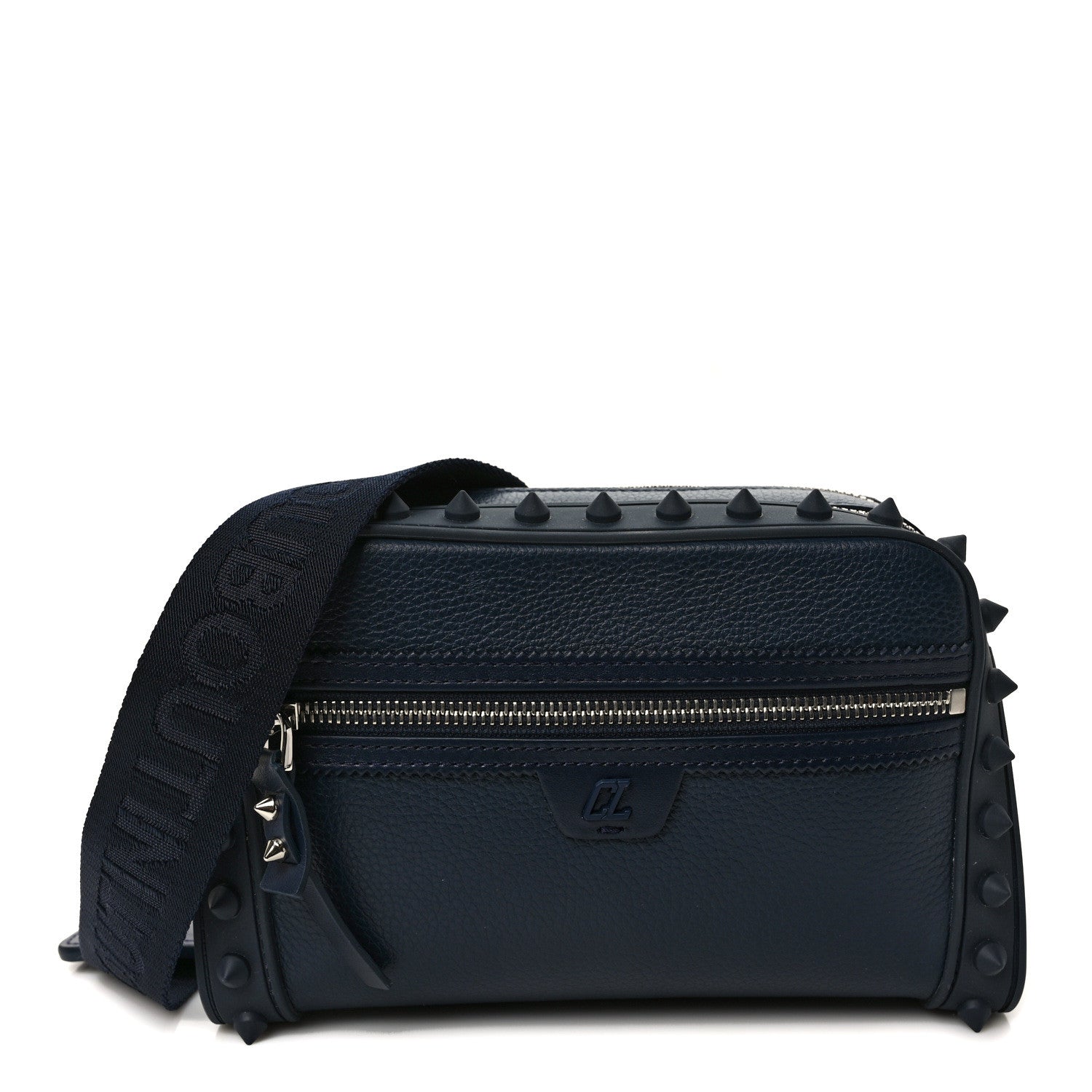 Christian Louboutin Empire Calfskin Gomme Spikes Loubitown Crossbody Loubi Navy 1 of 9