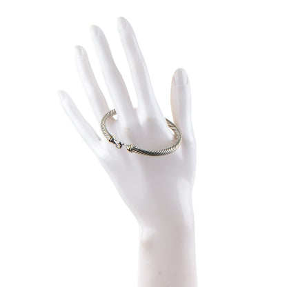 David Yurman Sterling Silver 18K Yellow Gold 5mm Cable Classic Buckle Bracelet 2 of 6