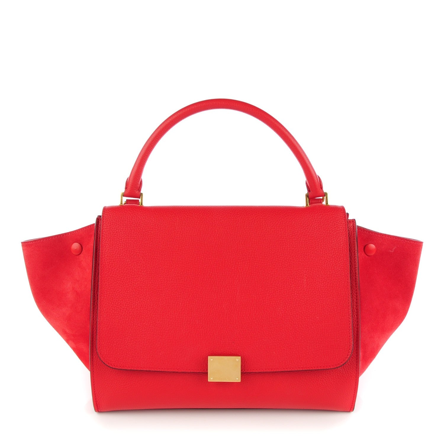 Celine Drummed Calfskin Suede Medium Trapeze Coquelicot 1 of 8