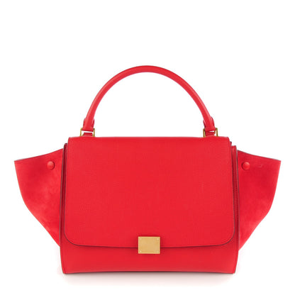 Celine Drummed Calfskin Suede Medium Trapeze Coquelicot 1 of 8