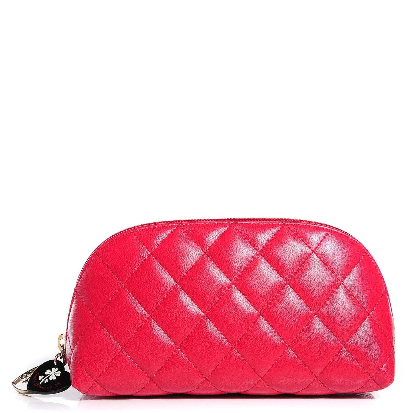 Lambskin Quilted Valentine Cosmetic Pouch Red
