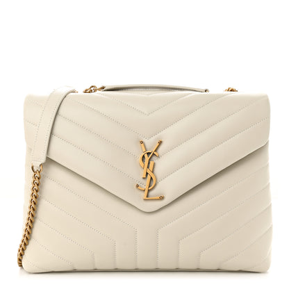 Saint Laurent Calfskin Y Quilted Monogram Medium Loulou Chain Satchel Crema Soft 1 of 11