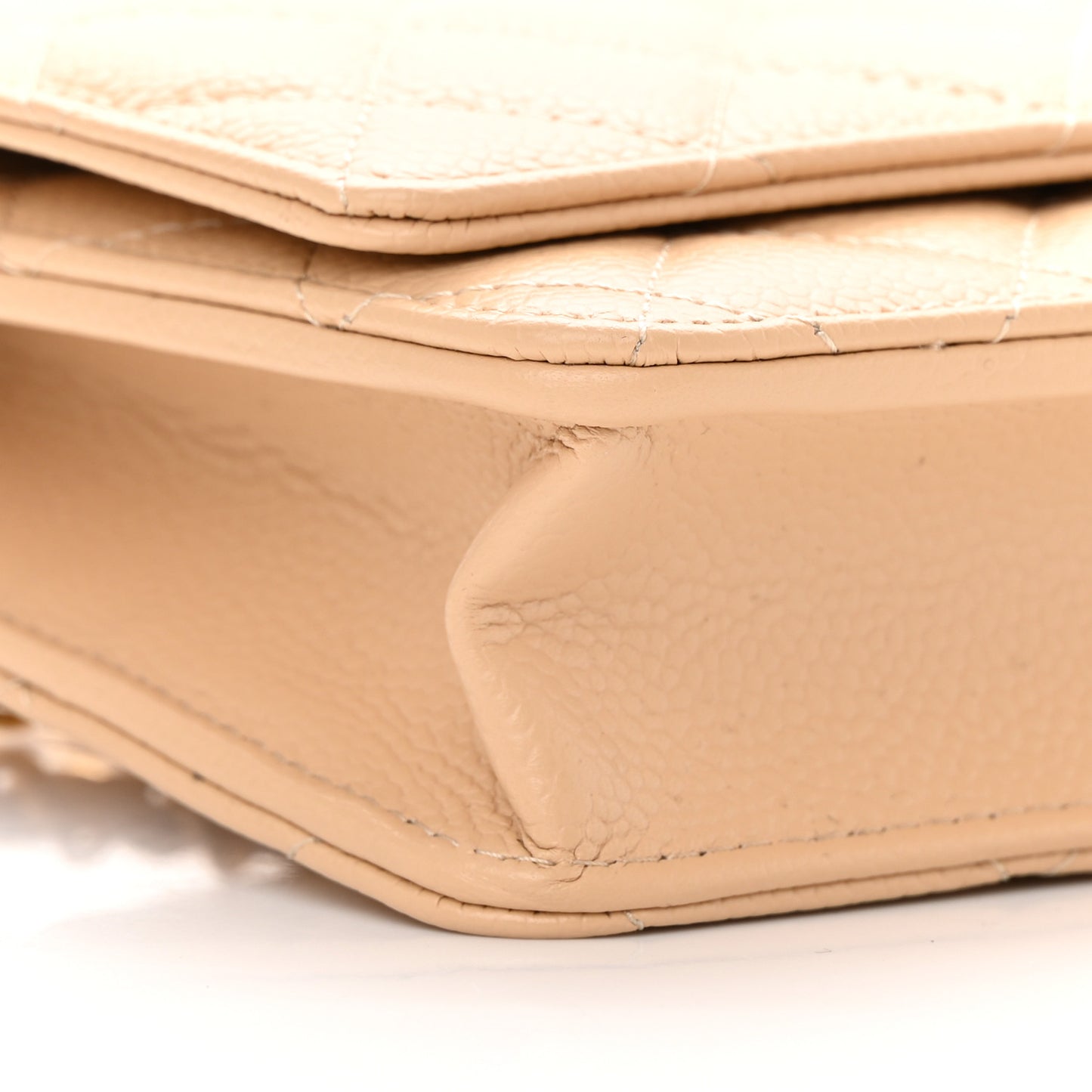 Caviar Quilted Wallet On Chain WOC Beige