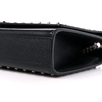 Saint Laurent Grain De Poudre Studded Medium Monogram Kate Satchel Black 9 of 10