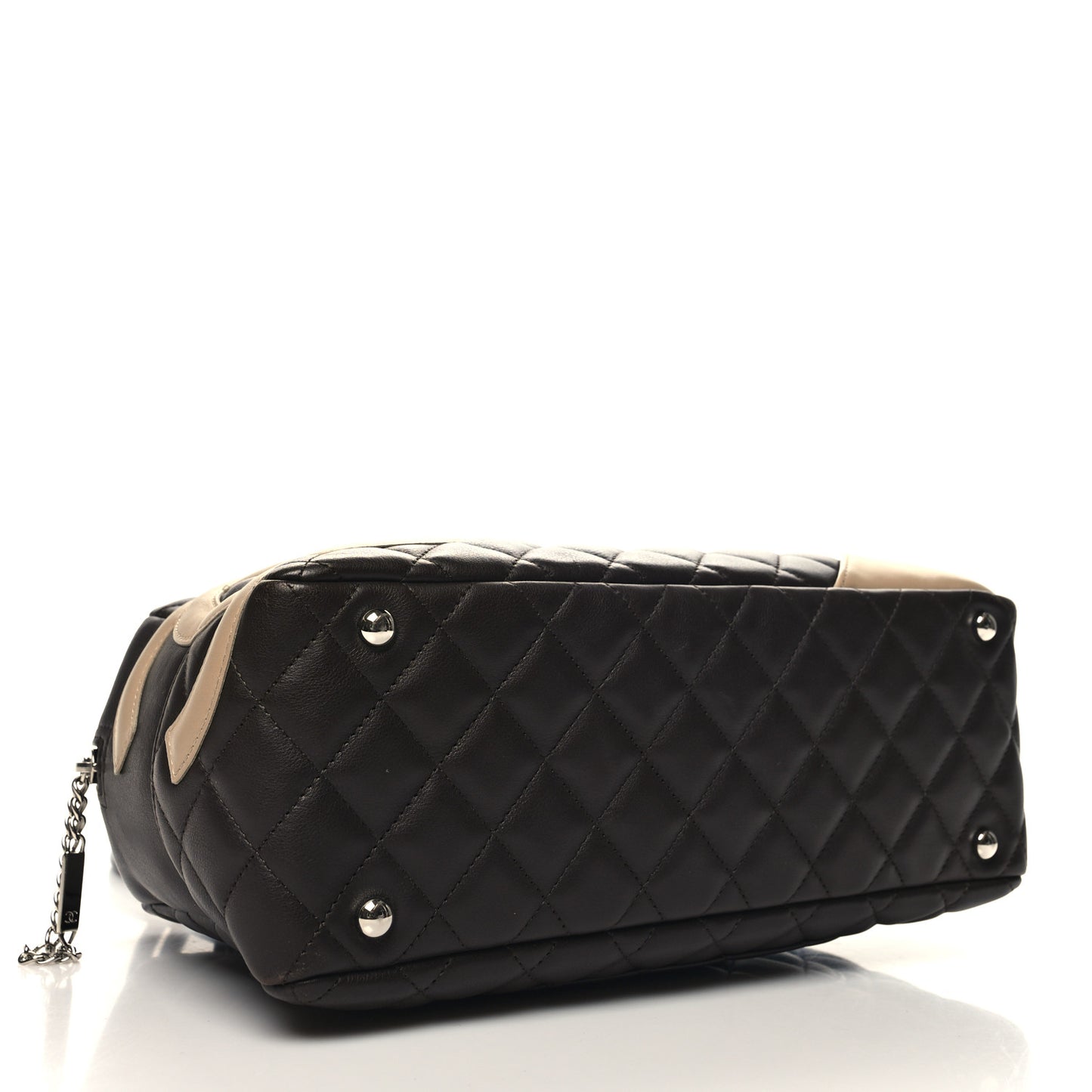 Calfskin Quilted Cambon Large Bowler Brown Beige