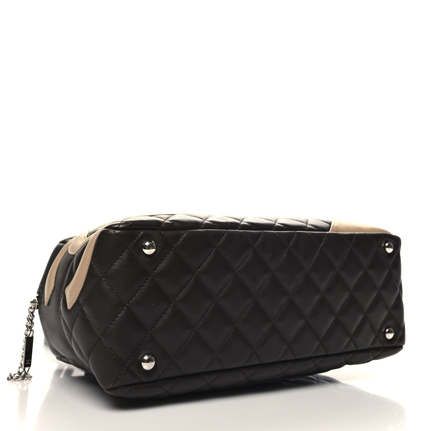 Chanel Calfskin Quilted Cambon Large Bowler Brown Beige 4 of 13