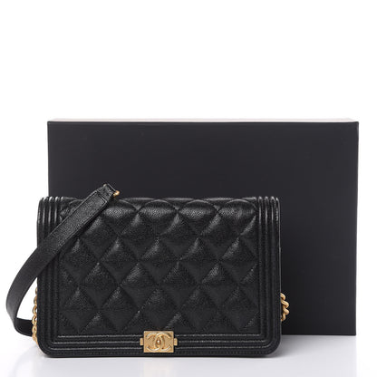 Chanel Caviar Quilted Boy Wallet On Chain WOC Black 14 of 14