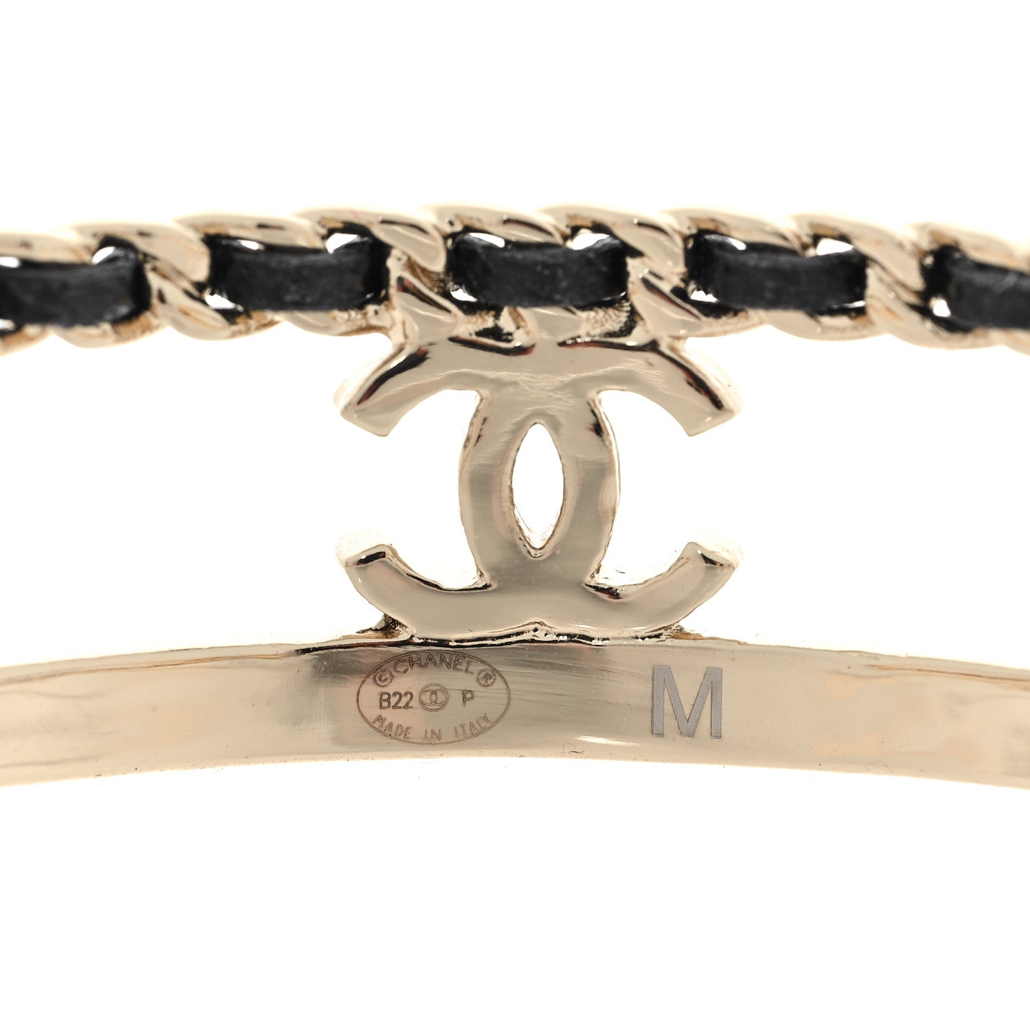 Chanel Metal Lambskin Chain CC Bracelet M Gold 4 of 5