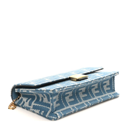 Fendi Denim FF 1974 Wallet On Chain Baguette Blue Blue White 4 of 9