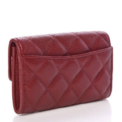 Chanel Iridescent Caviar Quilted Flap Card Holder Wallet Burgundy 3 of 9