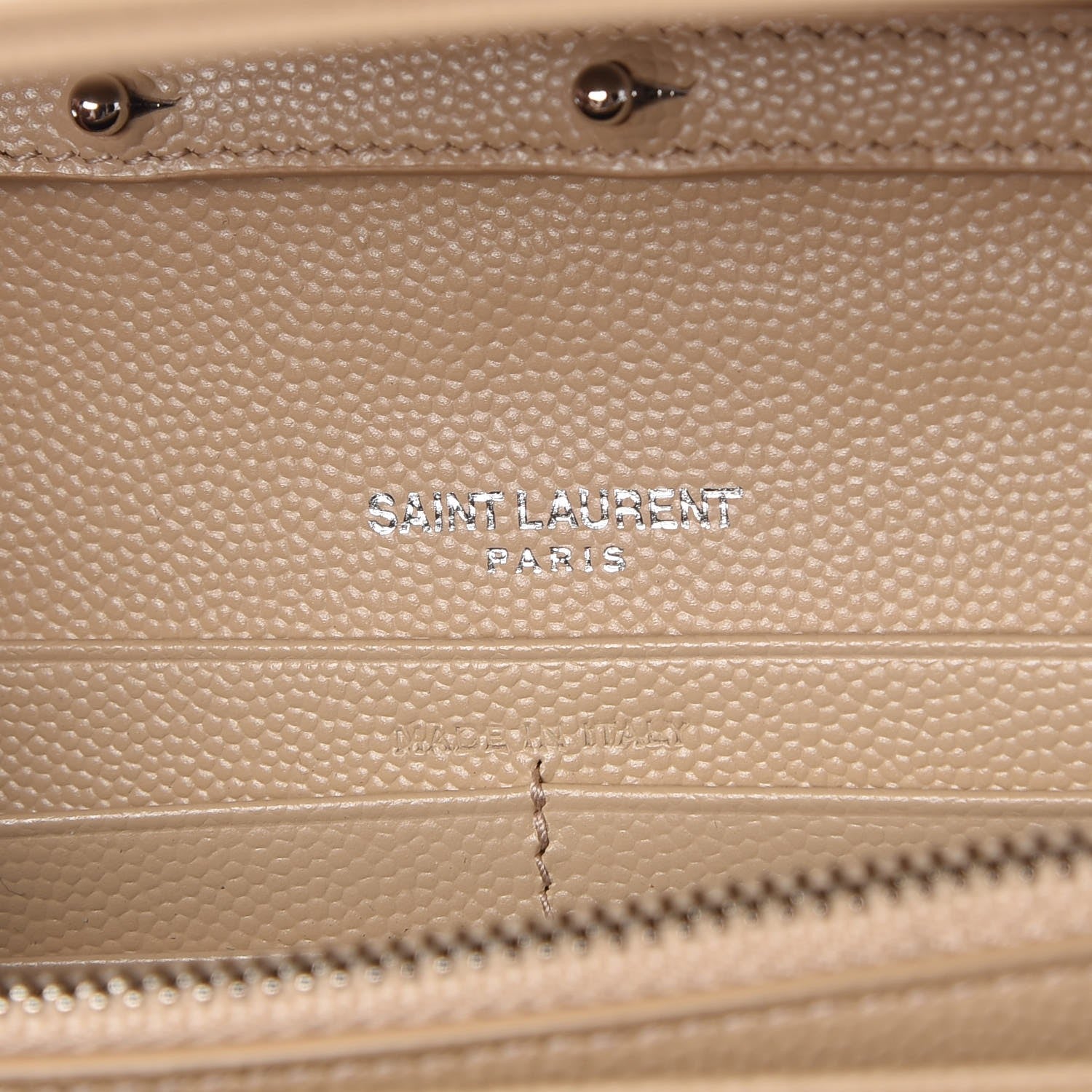 Saint Laurent Grain De Poudre Matelasse Chevron Monogram Chain Wallet Nude Powder 6 of 8