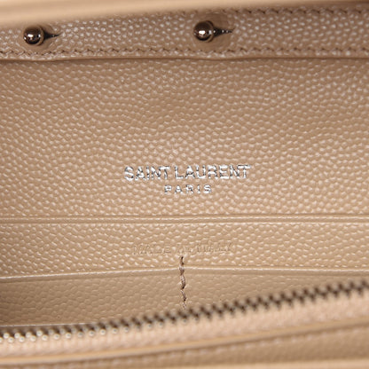 Saint Laurent Grain De Poudre Matelasse Chevron Monogram Chain Wallet Nude Powder 6 of 8