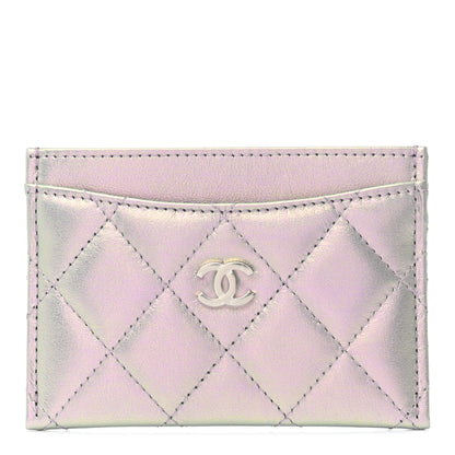 Chanel Iridescent Calfskin Quilted Card Holder Light Purple 1 of 8
