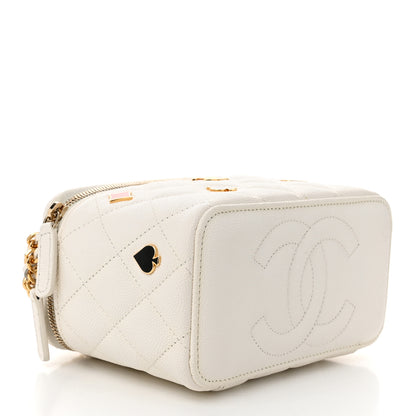 Chanel Caviar Quilted Enamel Coco Casino Small Vanity Case With Chain White 4 of 10