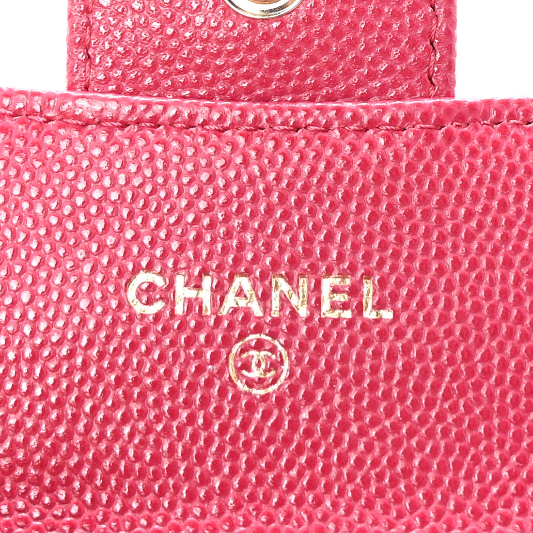 Caviar Quilted Flap Card Holder Wallet Dark Pink