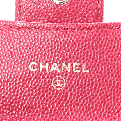 Chanel Caviar Quilted Flap Card Holder Wallet Dark Pink 6 of 9