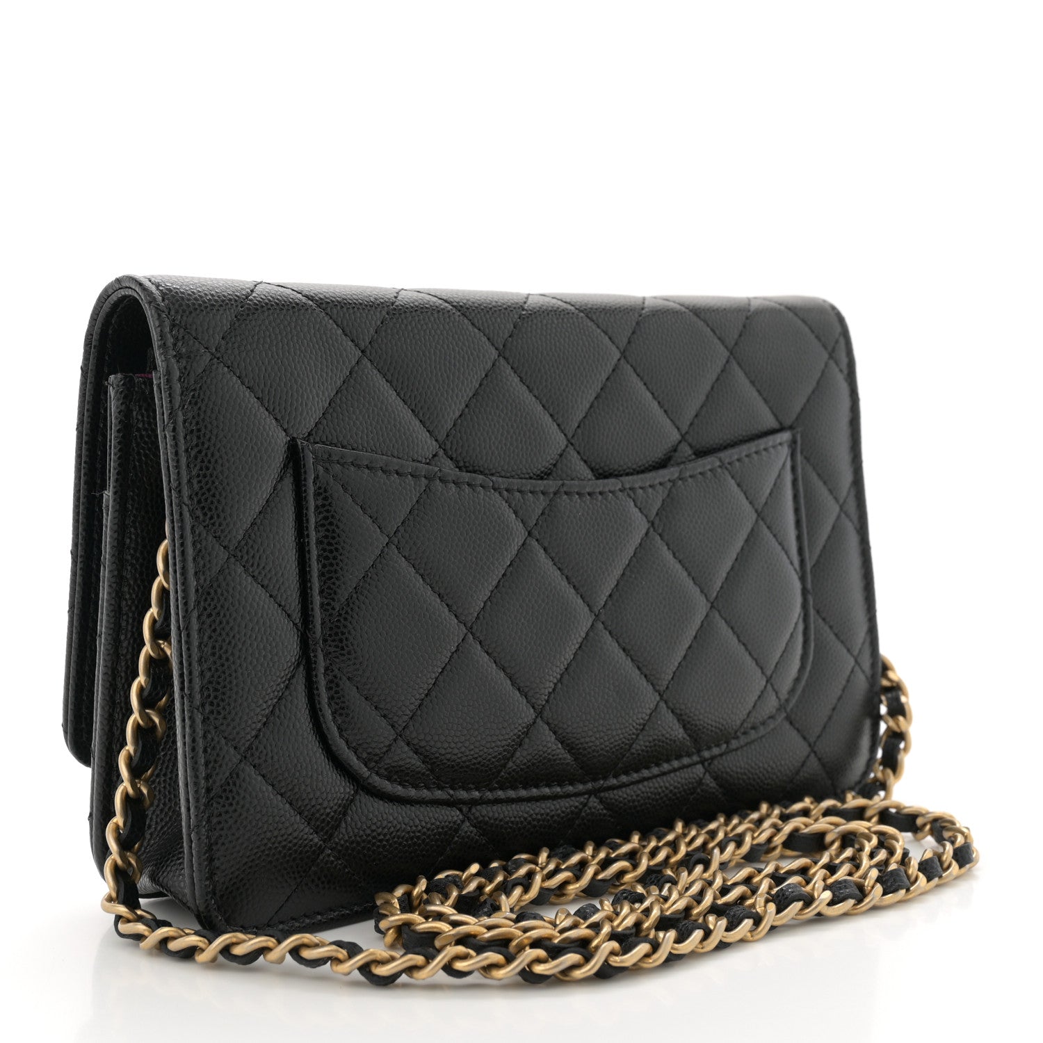 Chanel Caviar Quilted Textured CC Wallet On Chain WOC Black 3 of 10