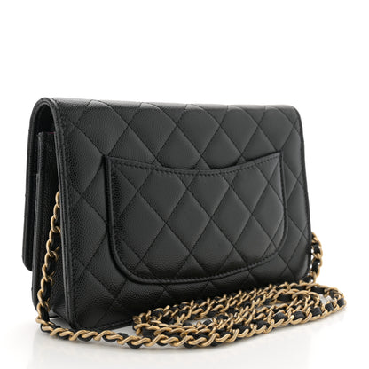 Chanel Caviar Quilted Textured CC Wallet On Chain WOC Black 3 of 10