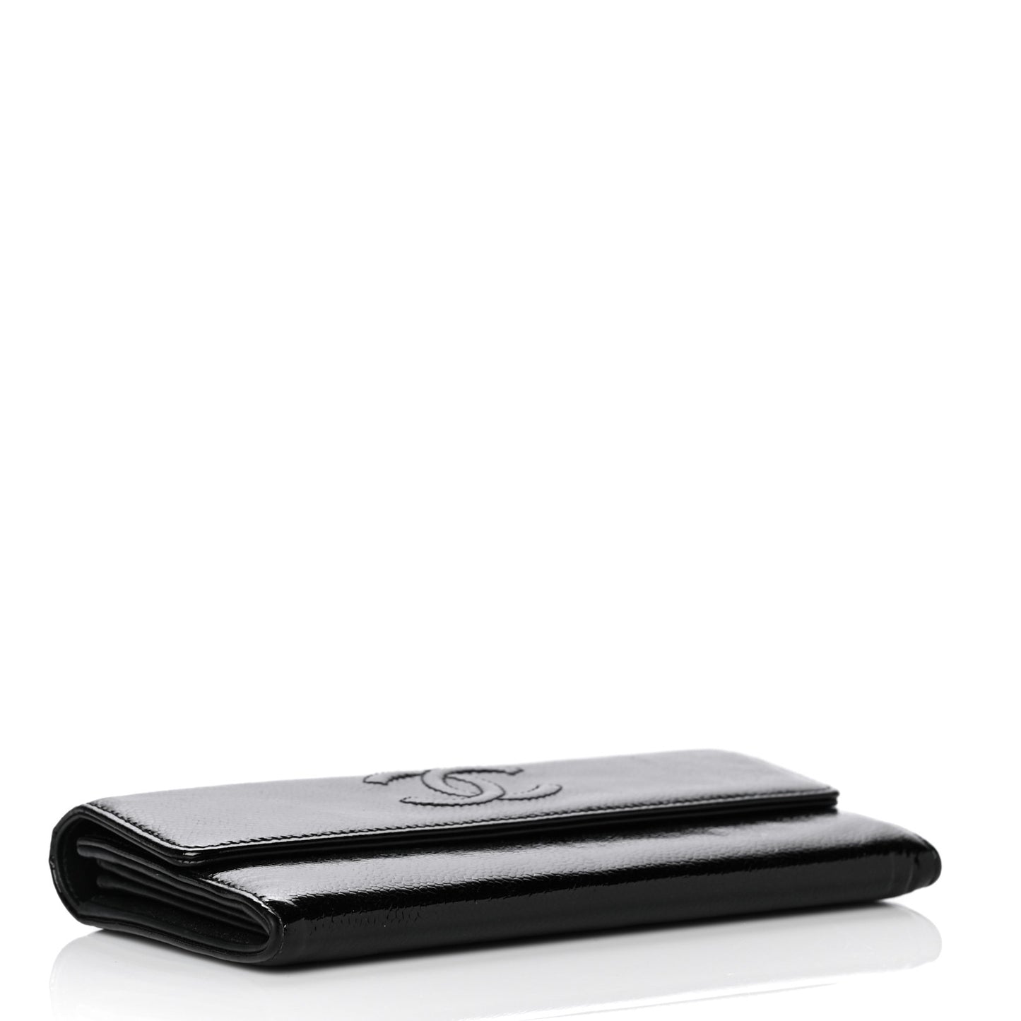 Patent Caviar Timeless CC Large Gusset Flap Wallet Black