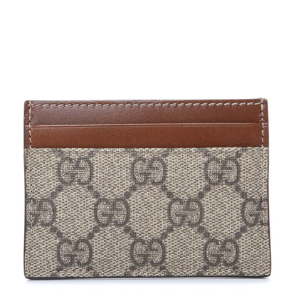 Gucci GG Supreme Monogram Calfskin Card Holder Beige Ebony Cuir 1 of 7