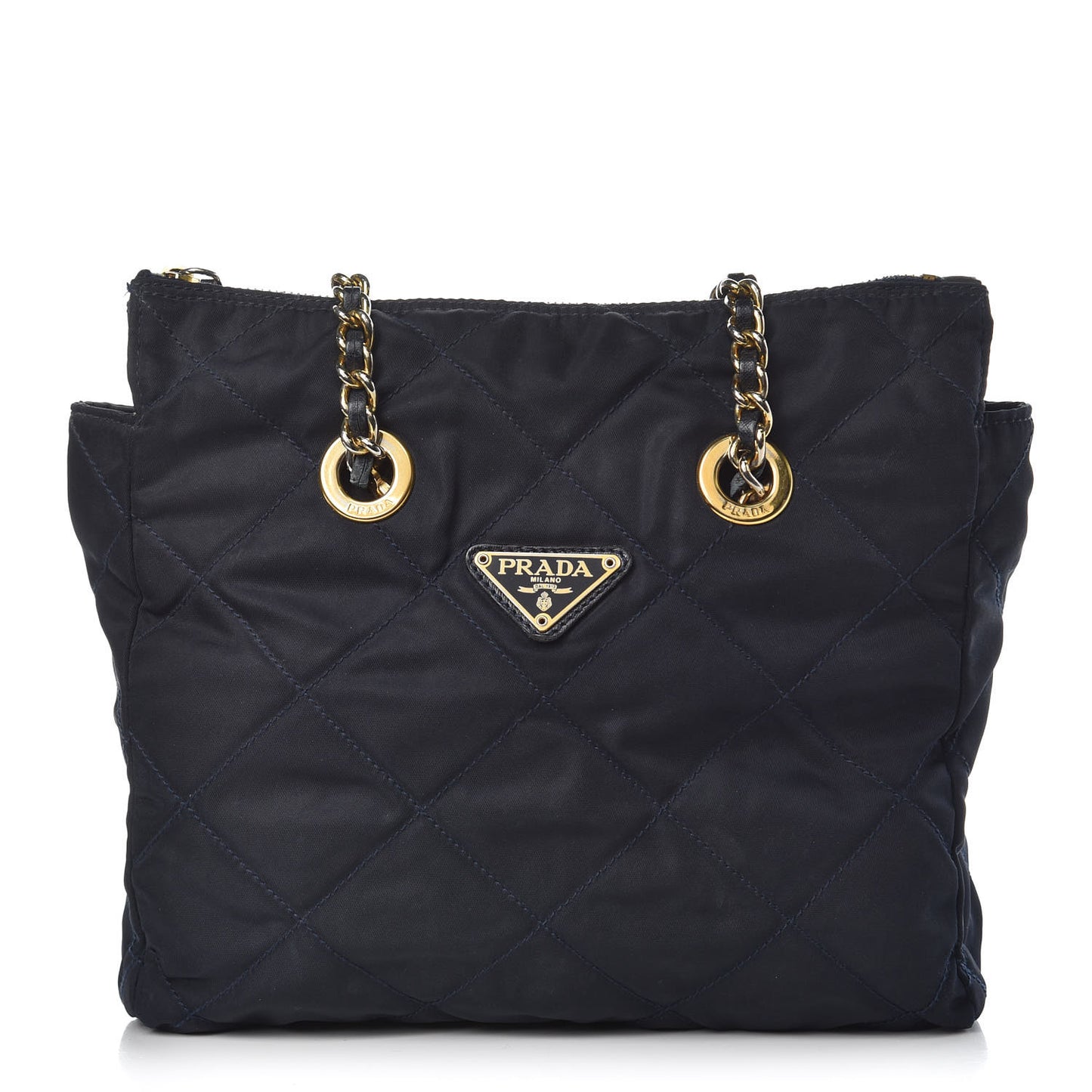 Nylon Tessuto Quilted Shoulder Bag Navy