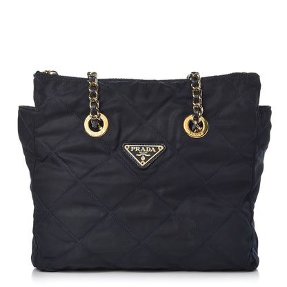 Prada Nylon Tessuto Quilted Shoulder Bag Navy 1 of 14