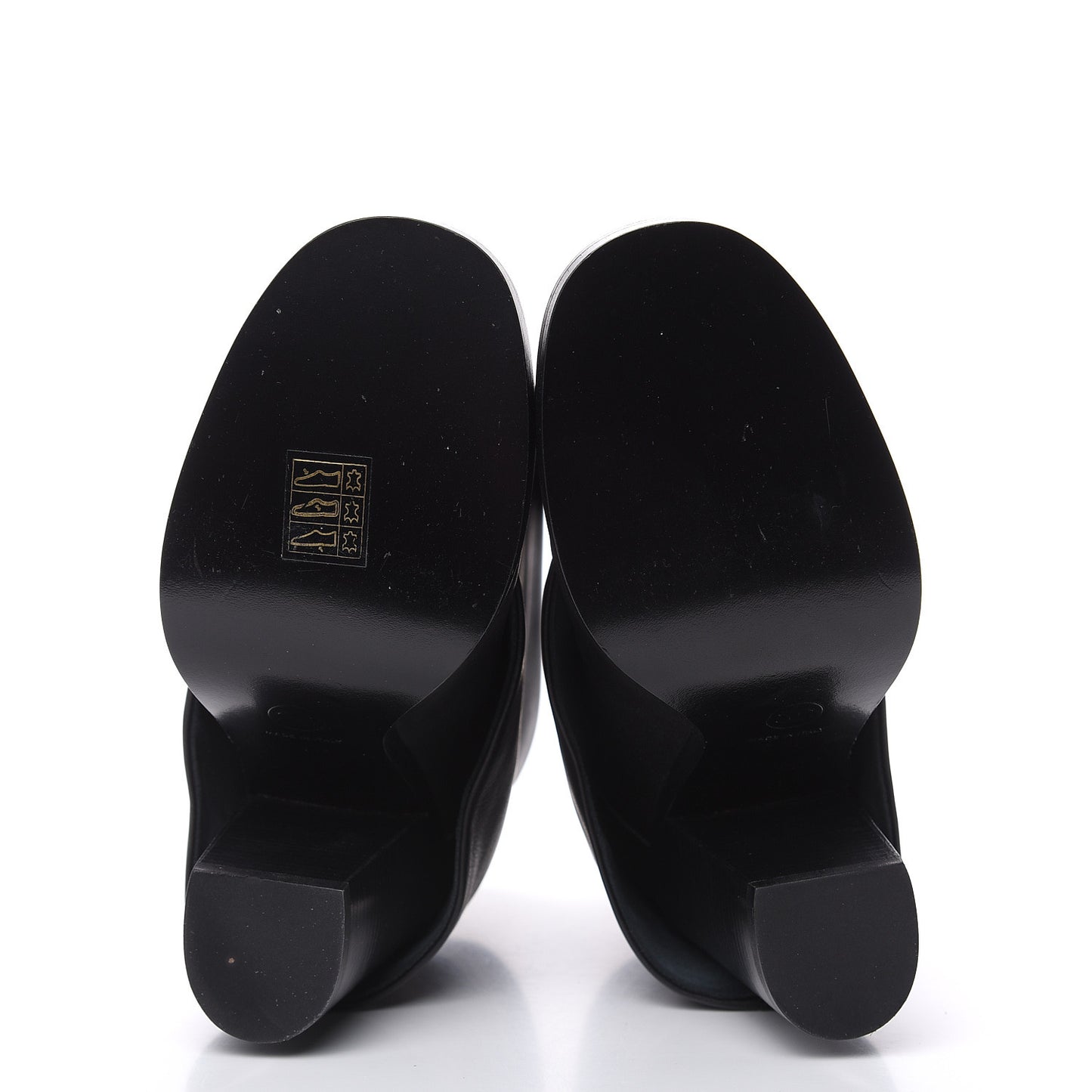 Calfskin CC Cap Toe Fold Over Boots 38.5 Black