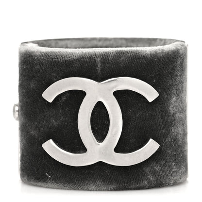 Chanel Velvet CC Cuff Silver Grey 1 of 7