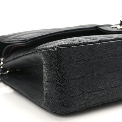 Chanel Caviar Chevron Quilted Medium Double Flap Black 9 of 13