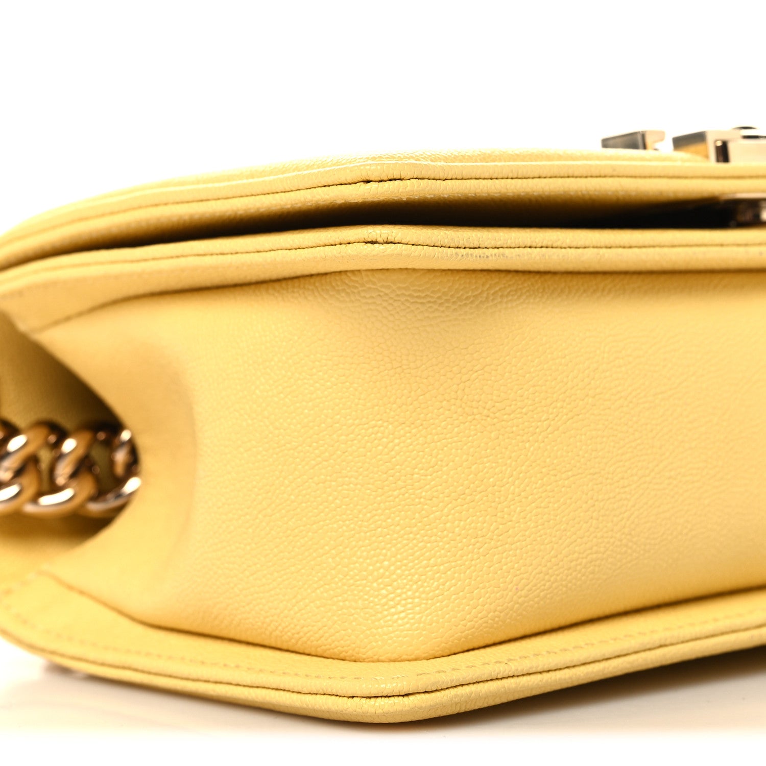 Chanel Caviar Chevron Quilted Small Boy Flap Yellow 9 of 10
