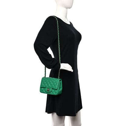 Chanel Lambskin Quilted Mini Square Flap Green 3 of 9