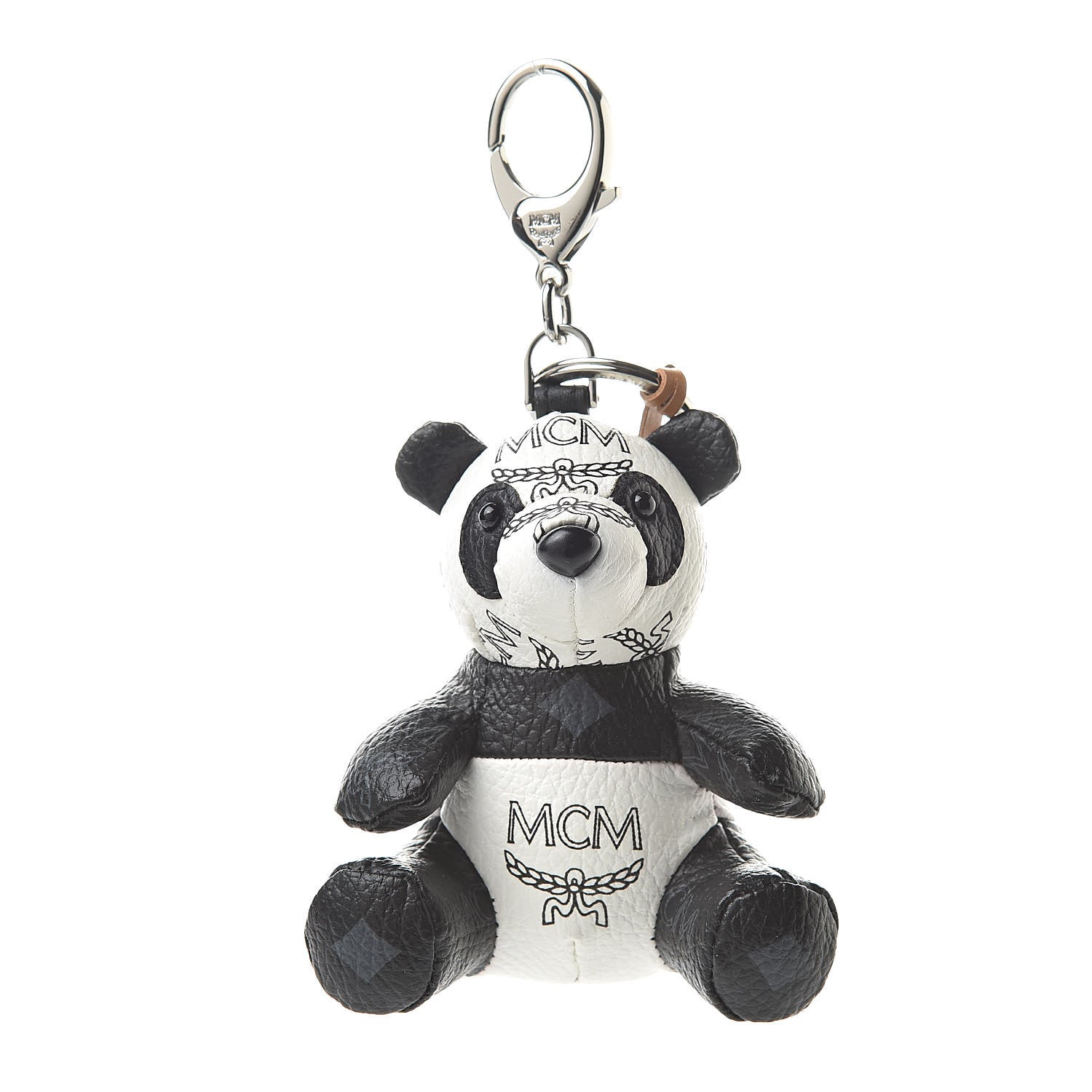 MCM Visetos Panda Animal Key Ring Bag Charm Black White 1 of 4