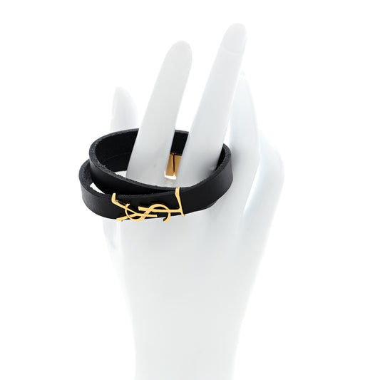 Calfskin Opyum Double Wrap Bracelet Black