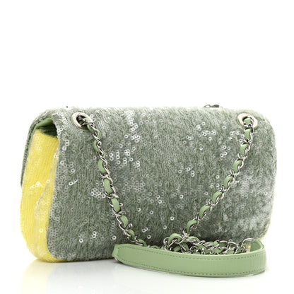 Chanel Sequin Mini Waterfall Flap Green Light Green Yellow 3 of 10