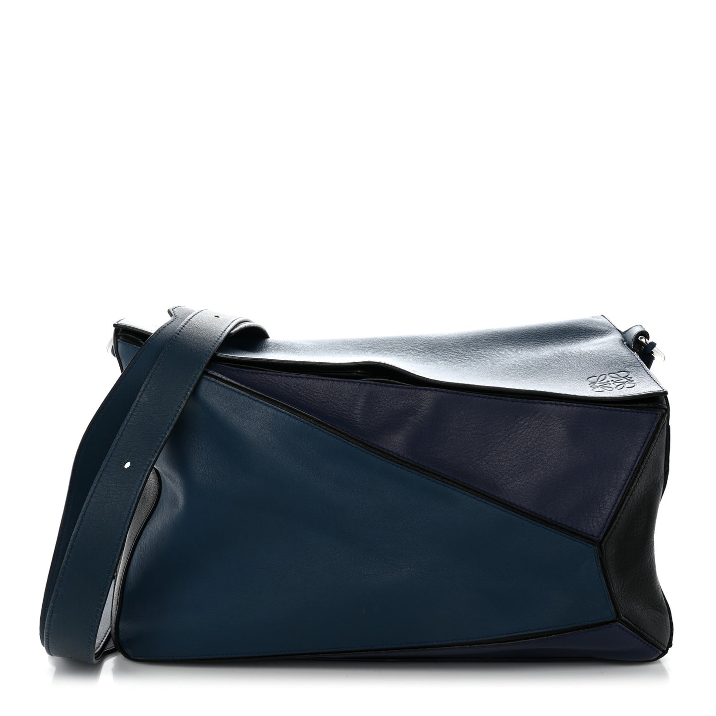 Calfskin XL Puzzle Bag Blue Black