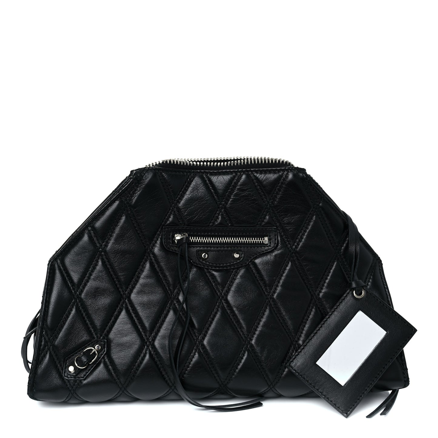 Nappa Calfskin Quilted Puffy Clutch Black