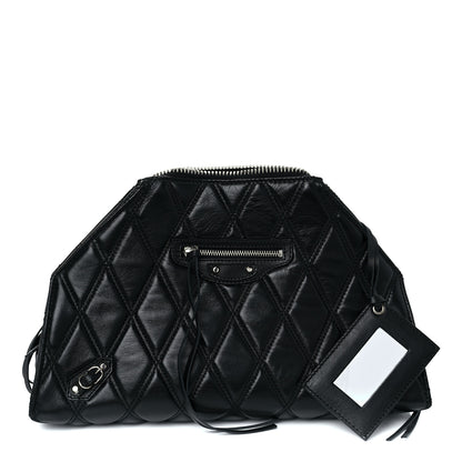 Balenciaga Nappa Calfskin Quilted Puffy Clutch Black 1 of 9
