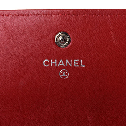Chanel Lambskin Quilted Large Gusset Flap Wallet Red 6 of 11