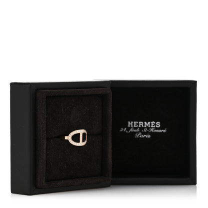Hermes 18K Rose Gold Diamond MM Chaine d'Ancre Contour Ring 52 6 5 of 5