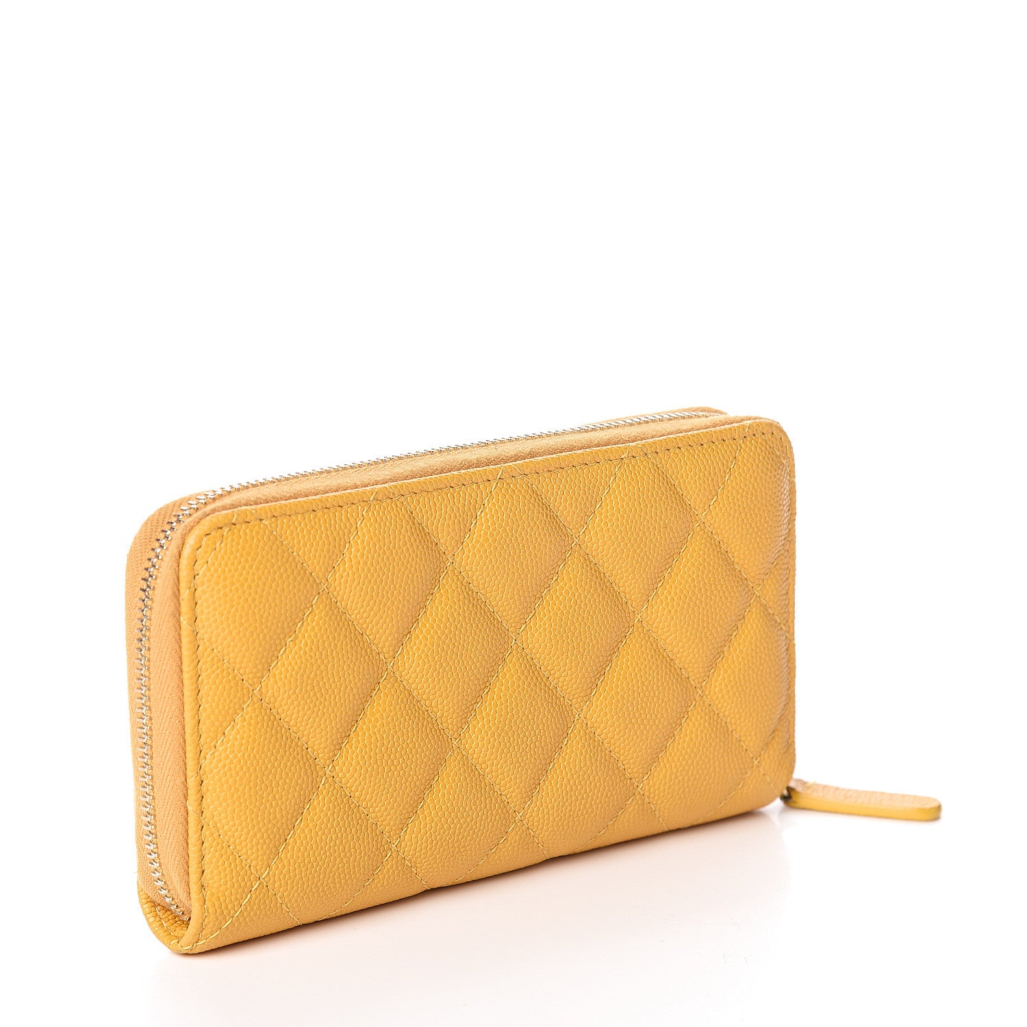 Chanel Caviar Quilted Medium Zip Around Wallet Yellow 2 of 7