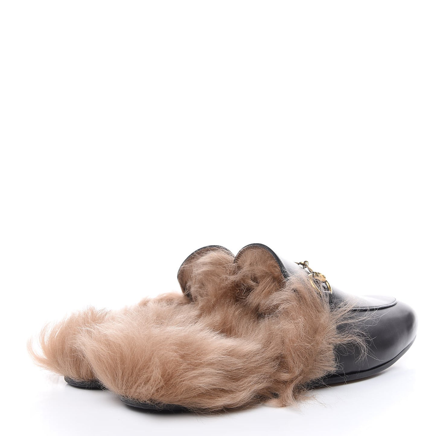 Calfskin Fur Mens Princetown Slippers 10.5 Black