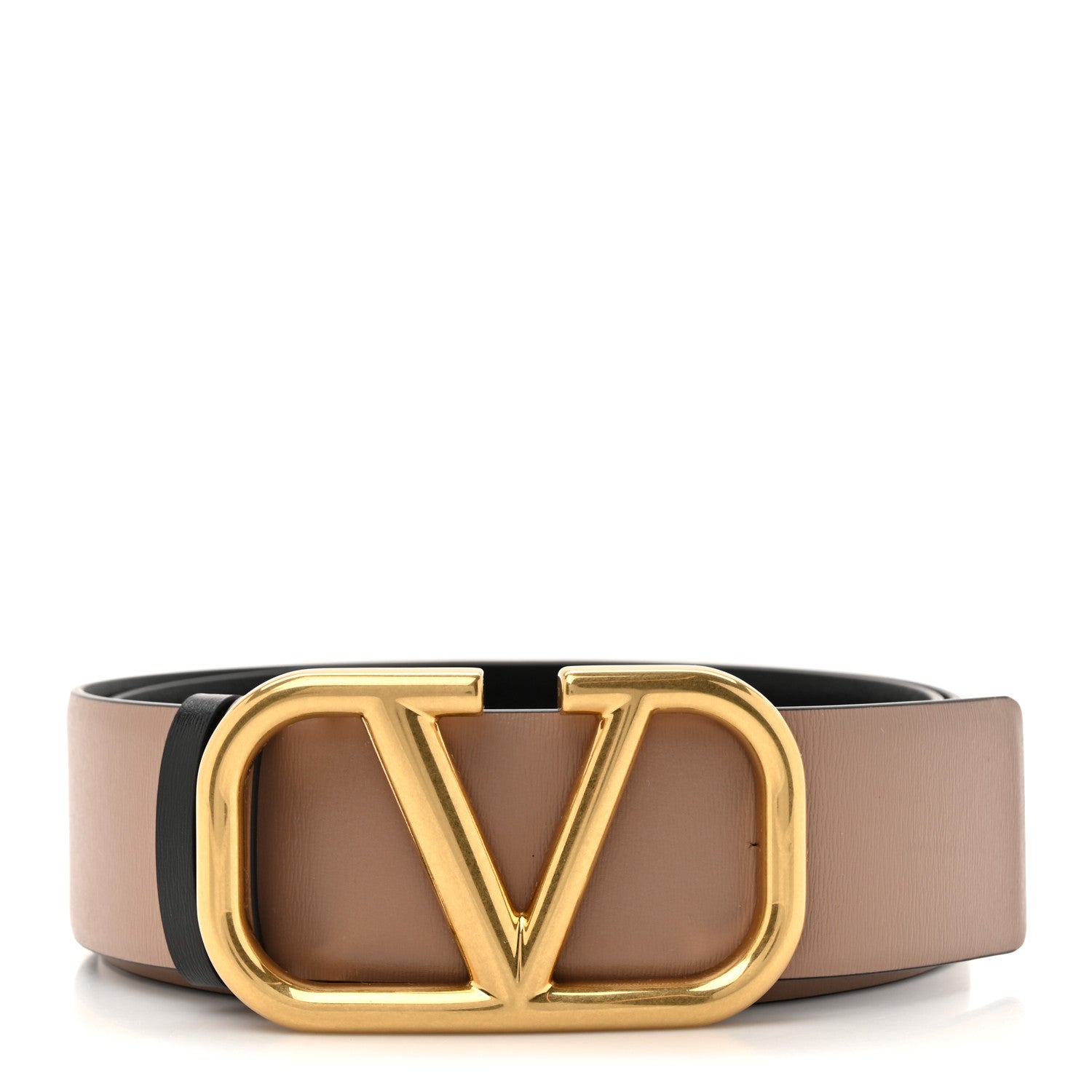 Valentino Garavani Glossy Calfskin VLogo Reversible 40mm Belt 85 34 mokey Beige Black 1 of 7