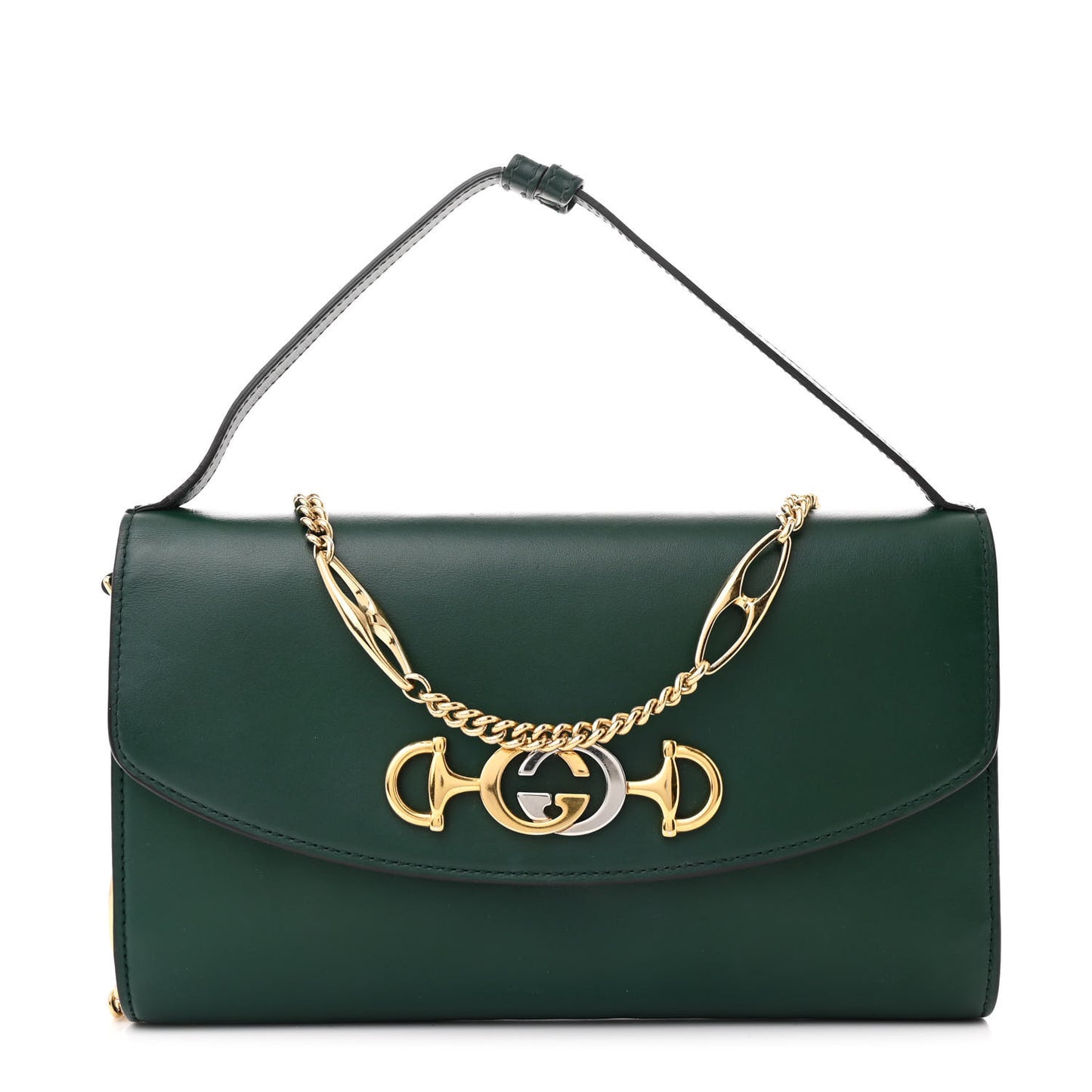 Smooth Calfskin Small Zumi Top Handle Shoulder Bag Vintage Green