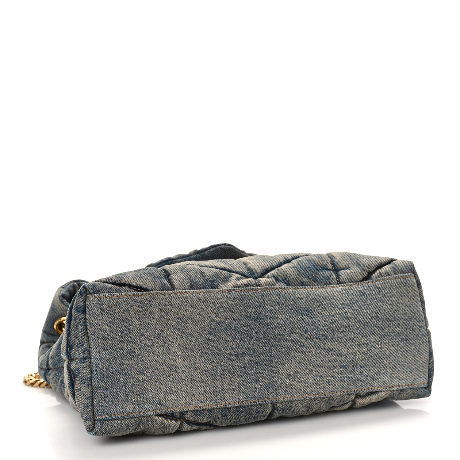Saint Laurent Denim Quilted Small Loulou Puffer Monogram Chain Satchel Blue Cinnamon 4 of 8