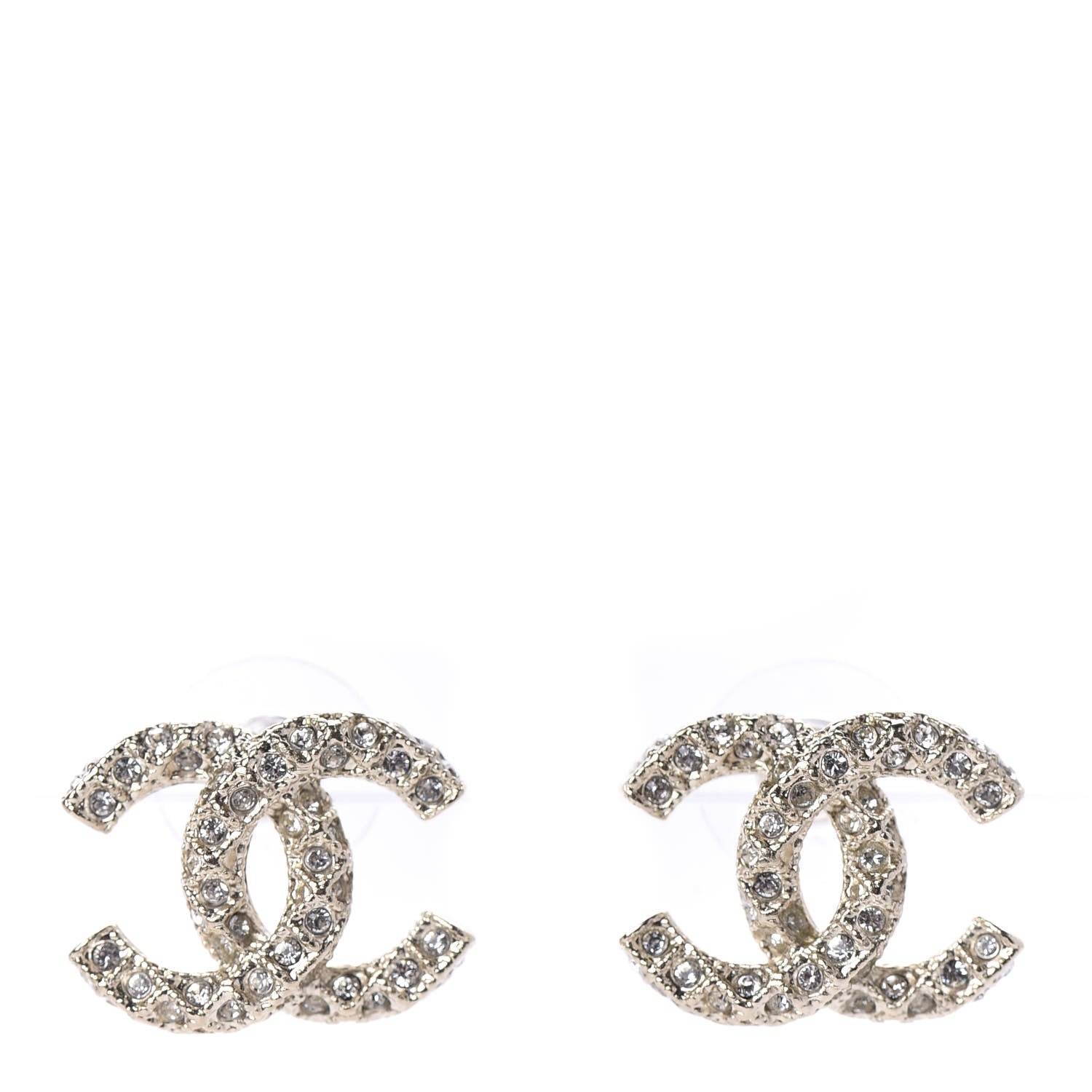 Chanel Crystal CC Earrings Gold 1 of 5