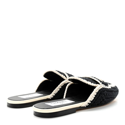 Chanel CHANE Crochet CC Mules 36 Black Ivory 4 of 9